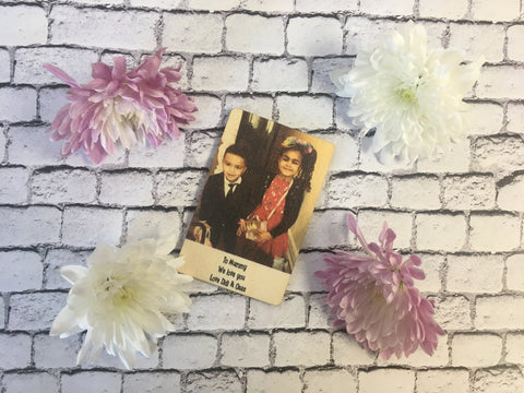Printed Wooden Wallet Card / Business Card - Printed with Your photo & message