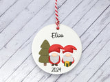 Ceramic Circle Decoration - Child's name personalised santa gonk