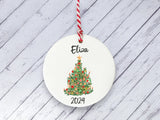 Ceramic Circle Decoration - Child's name personalised tree