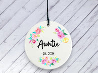 Pregnancy Reveal Gift for Auntie - Floral Ceramic circle