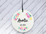 Pregnancy Reveal Gift for Auntie - Floral Ceramic circle