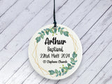 Baptism Gift- Botanical Personalised Ceramic circle