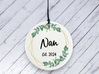 Pregnancy Reveal Gift for Nan - Botanical Ceramic circle