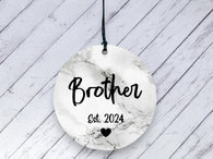 Pregnancy Reveal Gift for Brother - Marble Ceramic circle