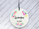 Pregnancy Reveal Gift for Grandma - Floral Ceramic circle