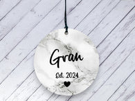 Pregnancy Reveal Gift for Gran - Marble Ceramic circle