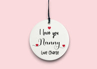 I love you , personalised ceramic ornament