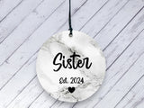 Pregnancy Reveal Gift for Sister - Marble Ceramic circle