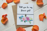 Wish Bracelet, Badge, Mirror or Keyring - Will you be my Flower Girl? Floral