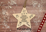 Wooden Colour In Doodle Star Ornament or magnet - Merry Xmas to the best Grandaughter