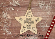 Wooden Colour In Doodle Star Ornament or magnet - Merry Xmas to the best Daddy