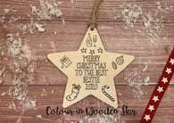 Wooden Colour In Doodle Star Ornament or magnet - Merry Xmas to the best Bestie