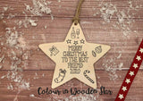 Wooden Colour In Doodle Star Ornament or magnet - Merry Xmas to the best Friend