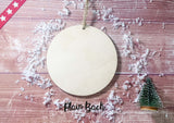 Dark Wood Circle Decoration - baby's first xmas unicorn