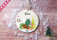 Wooden Circle Decoration - Child's name festive friends