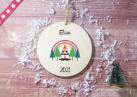 Wooden Circle Decoration - Rainbow gonk child's name