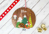 Dark Wood Circle Decoration - child's name festive friends