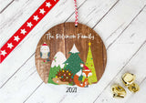 Dark Wood Circle Decoration - family personalised festive friends