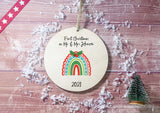 Wooden Circle Decoration - Xmas rainbow - first xmas as mr & mrs