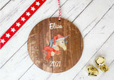 Dark Wood Circle Decoration - child's name unicorn