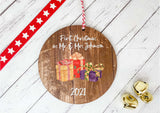 Dark Wood Circle Decoration - first xmas as mr & mrs presents