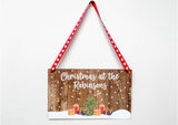 Christmas at the Personalised Hanging Xmas plaque - Tree & Presents