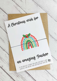 Wish bracelet - A Christmas wish for an amazing Teacher - Xmas Rainbow