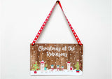 Christmas at the Personalised Hanging Xmas plaque - Llama Family