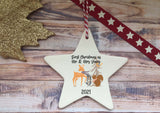 Ceramic Hanging Star Decoration Forest animals first xmas as mr & mrs