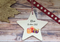 Ceramic Hanging Star Decoration Child's name presents