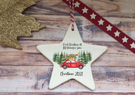 Ceramic Hanging Star Decoration First xmas in our new home red car