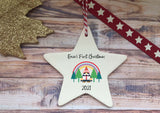 Ceramic Hanging Star Decoration Rainbow gonk baby's first xmas