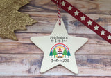 Ceramic Hanging Star Decoration Rainbow gonk first xmas as mr & mrs