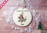 Wooden Circle Decoration - Rememberance Robin Personalised - Light Wood