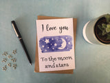 A6 Postcard Print with Wish Bracelet, Badge, Magnet or Keyring - Moon & Stars