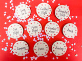 Wooden date night tokens with printed tin