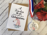 A6 postcard print - A Teacher like you is as rare as a Unicorn