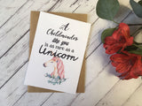 A6 postcard print - A Childminder like you is as rare as a Unicorn