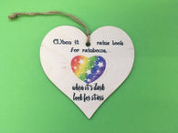 Wooden Heart Ornament - Rainbows