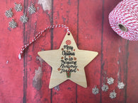 Wooden Star Ornament - Merry Christmas to an Amazing Nursery Teacher