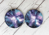 Wooden Earrings - Blue Galaxy