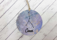 Wooden Circle Decoration - Star sign plaque - Cancer