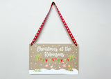 Christmas at the Personalised Hanging Xmas plaque - Flamingo Family