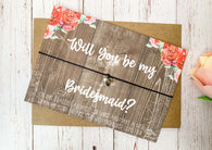 Floral wood style Wish bracelet - Will you be my Bridesmaid?